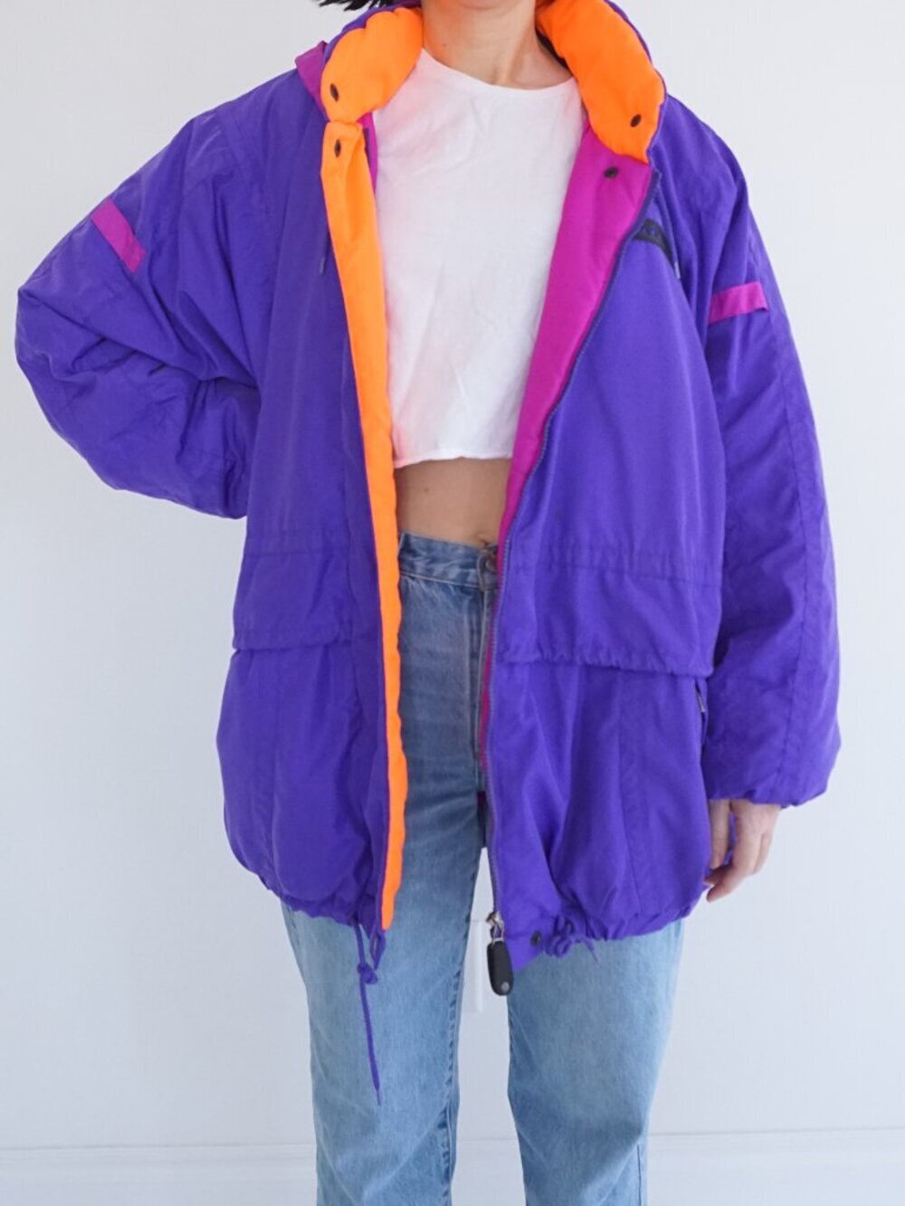 Vintage Park City Purple Orange Colorblock Ski Retro Jacket Puffer Gorpcore L